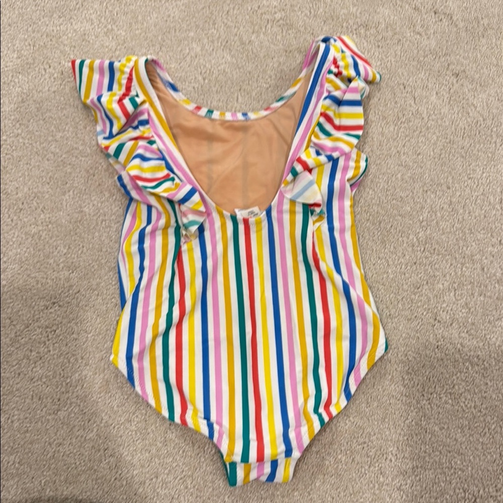 Crew Cuts Colorful Striped Ruffle Swimsuit - Picture 2 of 4